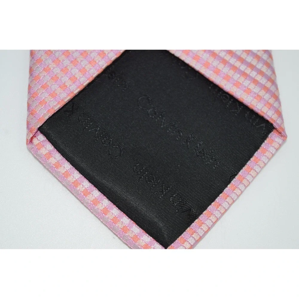 Calvin Klein Men's Silk Necktie‎ Pink Checkered Business Formal Dress